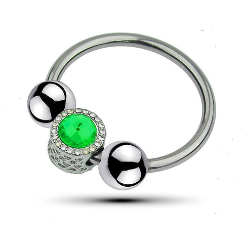 Harry Guy Glans Ring With Green Gem by BDStyle