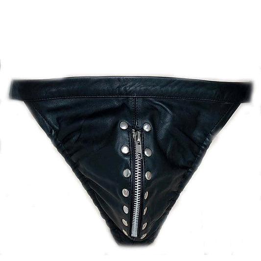 Leather Jockstrap with Front Zipper by Hell's Couture