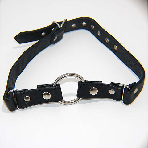 Leather Gag With Removable Metal O Ring by Hell's Couture