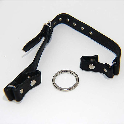 Leather Gag With Removable Metal O Ring by Hell's Couture