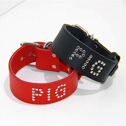 Pigs Leather BDSM Collar by Hell's Couture