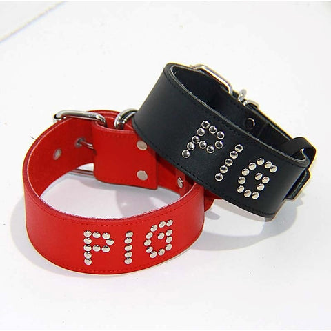Pigs Leather BDSM Collar by Hell's Couture