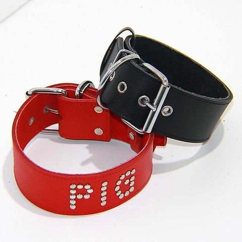 Pigs Leather BDSM Collar by Hell's Couture