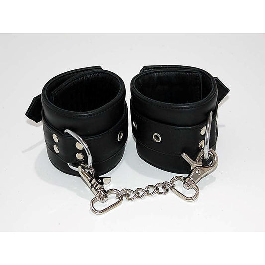 Leather Studded Wrist Cuffs With Chains by Hell's Couture