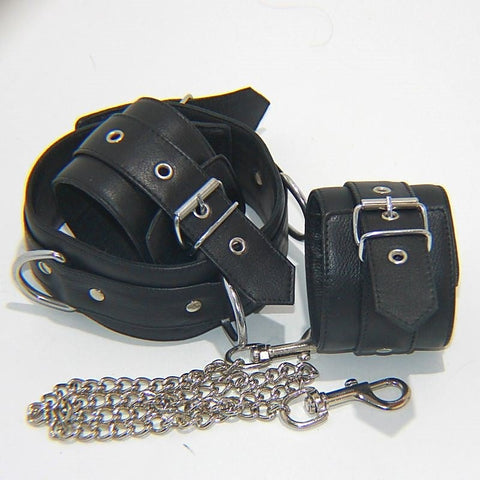 Fierce Wrist and Neck Restraints With Connecting Chain