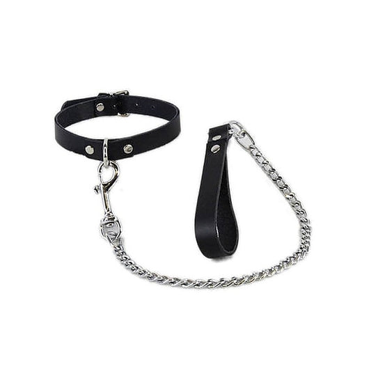Slave Bondage Collar with Lead by Hell's Couture