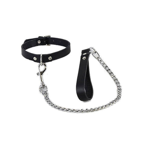 Slave Bondage Collar with Lead by Hell's Couture