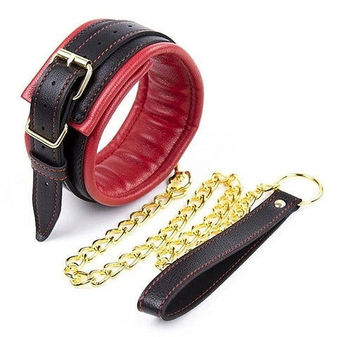 Golden Chain Leash Thick Bondage Collar by BDStyle