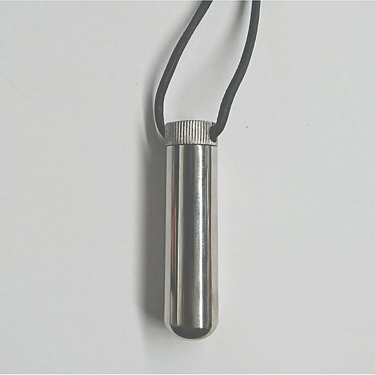 Steel Inhaler on BDSM Play Leather Cord by Hell's Couture