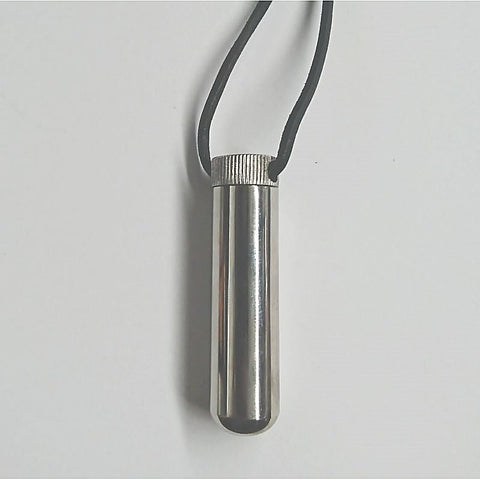Steel Inhaler on BDSM Play Leather Cord by Hell's Couture