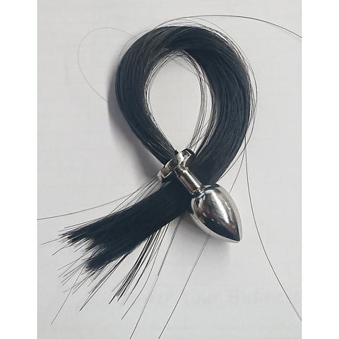 Faux Horse Tail Large Steel Butt Plug by Hell's Couture
