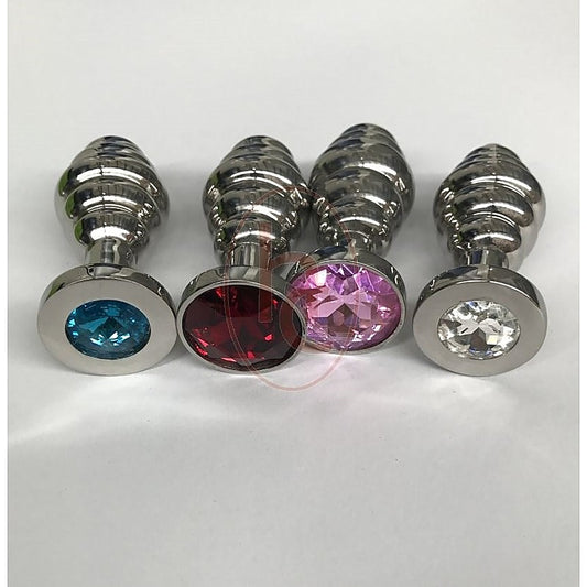 Ribbed Jewelled Butt Plug Medium by Hell's Couture