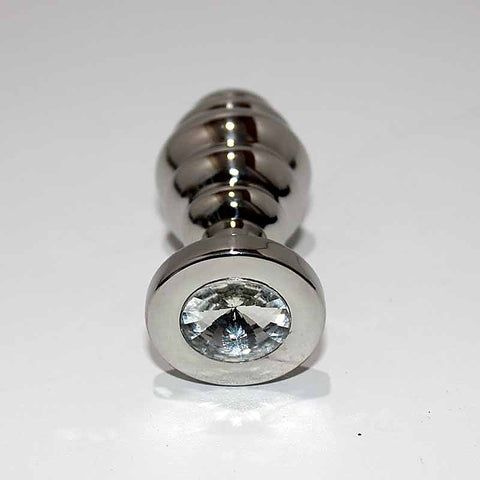 Ribbed Jewelled Butt Plug Medium by Hell's Couture
