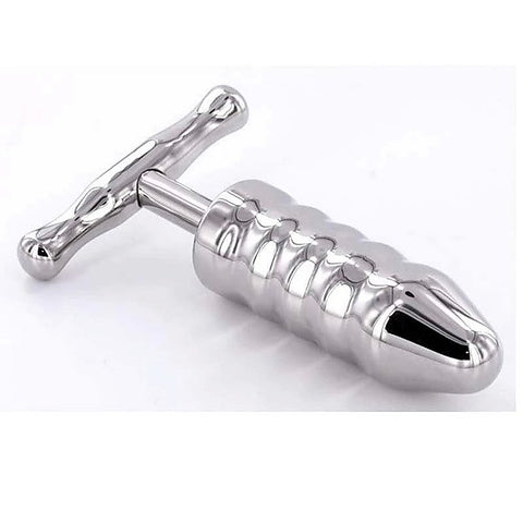Steel Anal Rammer & T-Bar 4 Rings Handle by Hell's Couture