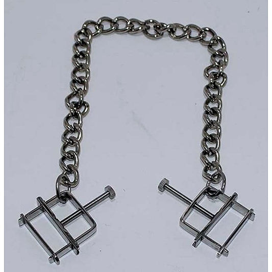 Nipple Press Clamps With Chain by Hell's Couture