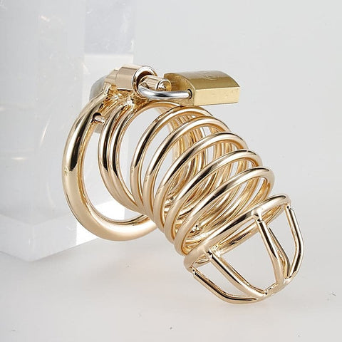 Gold Metal Chastity Cage Device by BDStyle