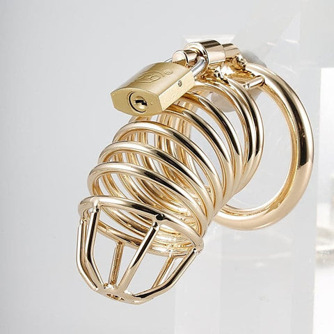 Gold Metal Chastity Cage Device by BDStyle