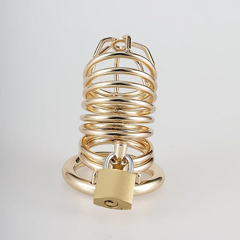 Gold Metal Chastity Cage Device by BDStyle