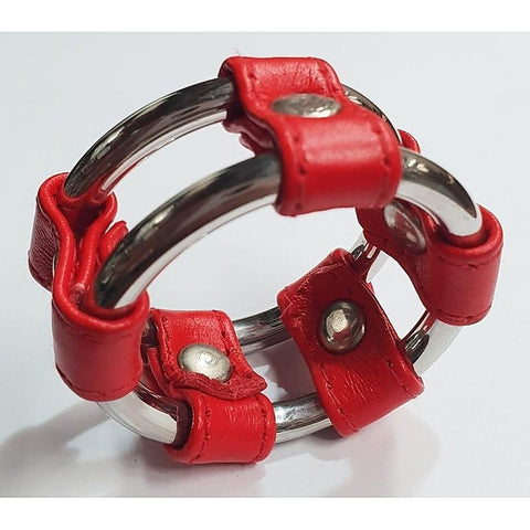 Plain Tube Steel Double Cock Ring Red