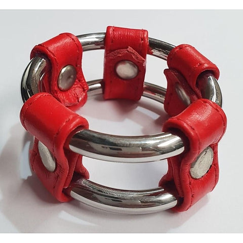 Plain Tube Steel Double Cock Ring Red