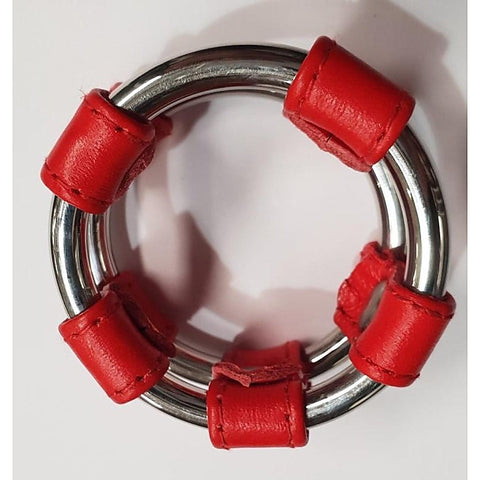 Plain Tube Steel Double Cock Ring Red
