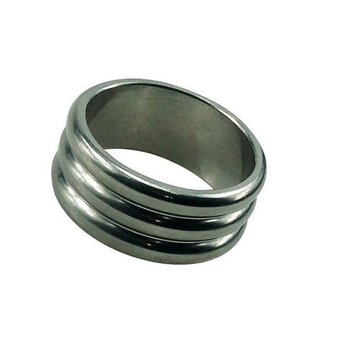 Deep Grooved Steel Cock Ring by Hell's Couture