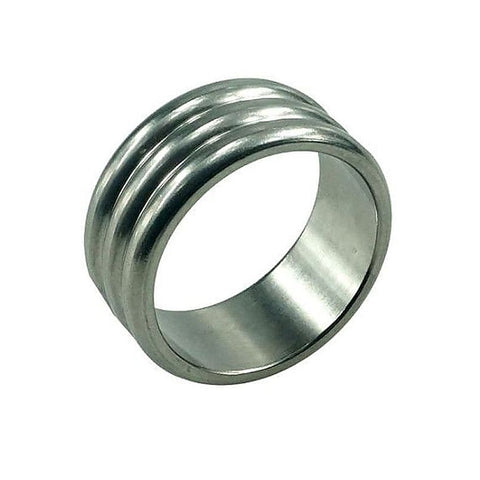 Deep Grooved Steel Cock Ring by Hell's Couture
