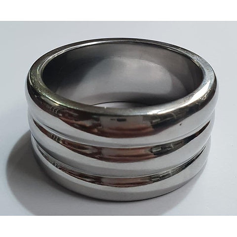 Deep Grooved Steel Cock Ring by Hell's Couture