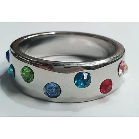 Wide Band Jewel Encrusted Steel Cock Ring by Hell's Couture