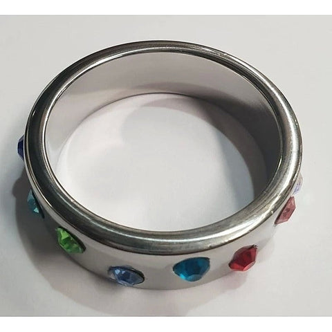 Wide Band Jewel Encrusted Steel Cock Ring by Hell's Couture