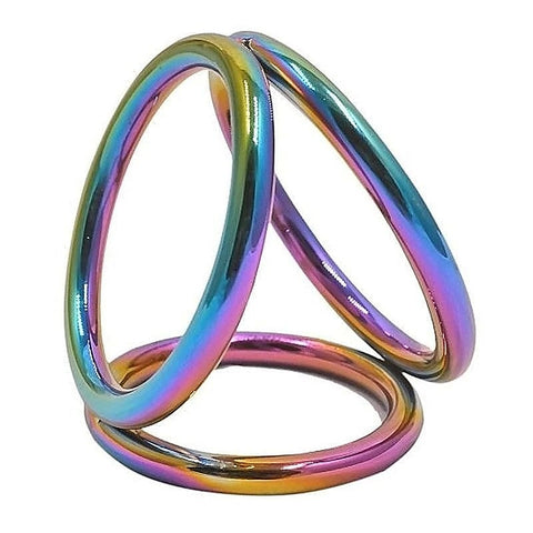 Rainbow Triple Cock and Ball Ring by Hell's Couture