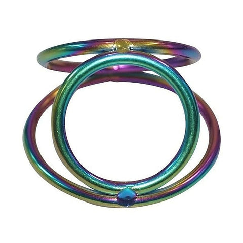 Rainbow Triple Cock and Ball Ring by Hell's Couture