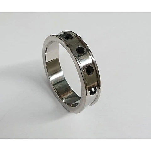 Deep Shallow Steel Cock Ring with Onyx Gem by Hell's Couture