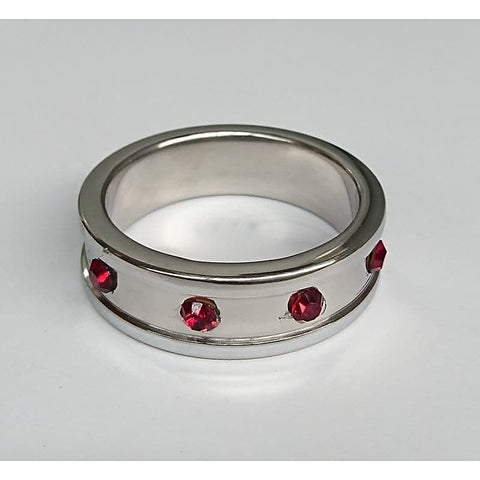 Deep Shallow Steel Cock Ring 45mm with Ruby Gem