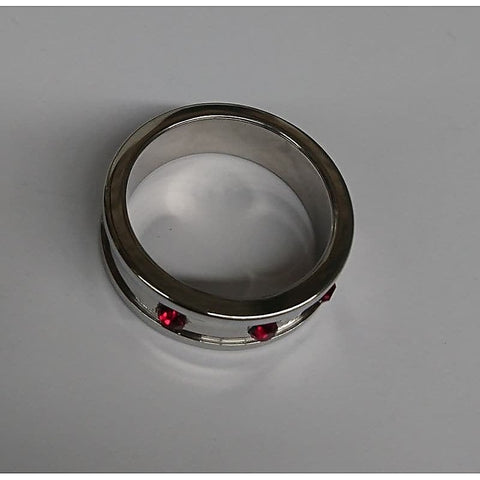 Deep Shallow Steel Cock Ring 45mm with Ruby Gem