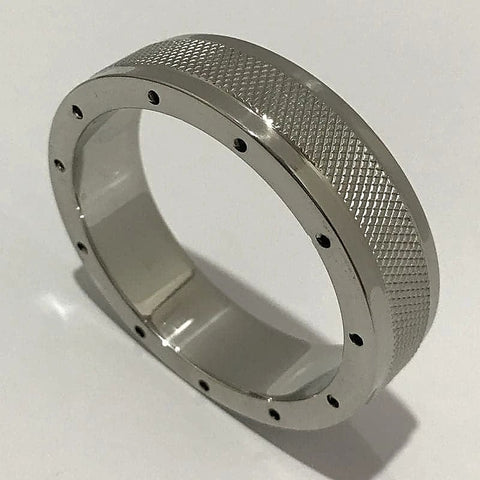Cool & Knurl Steel Cock Ring by Hell's Couture