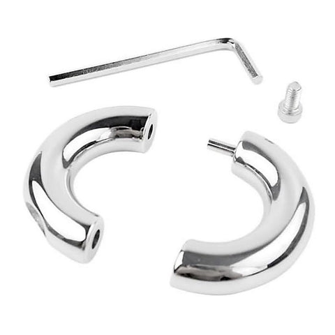 Oval Ball Stretcher In Steel by Hell's Couture