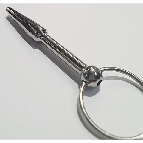 Steel Cum Thru Penis Plug with Ring by Hell's Couture