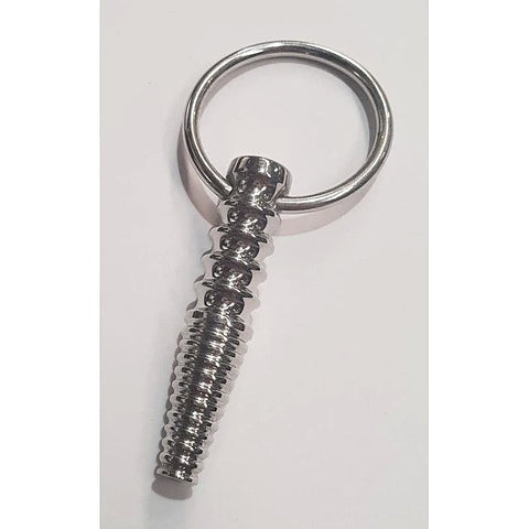 Ribbed Metal Penis Plug With O-Ring by Hell's Couture