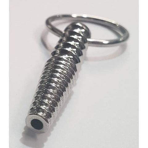 Ribbed Metal Penis Plug With O-Ring by Hell's Couture