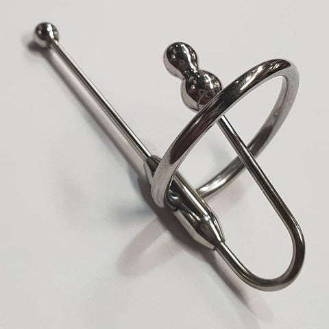 Double Up Steel Penis Plug & Ring by Hell's Couture