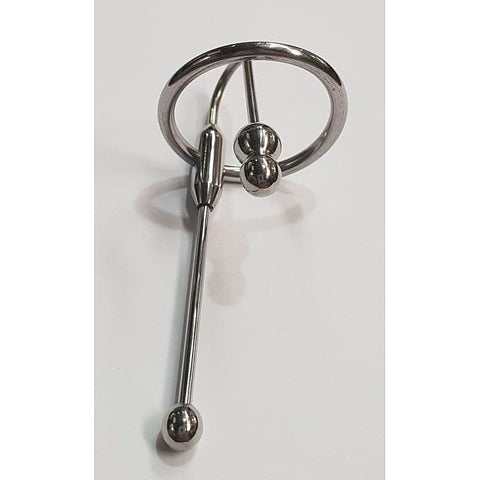 Double Up Steel Penis Plug & Ring by Hell's Couture
