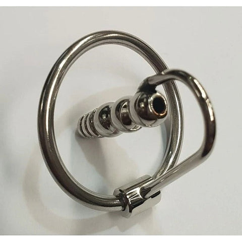 Round Tip Ribbed Penis Plug & Glans Ring by Hell's Couture