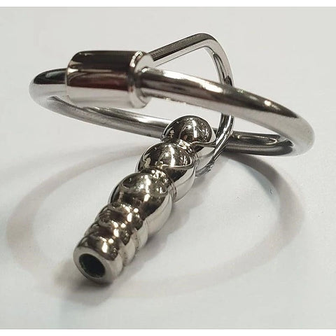 Round Tip Ribbed Penis Plug & Glans Ring by Hell's Couture