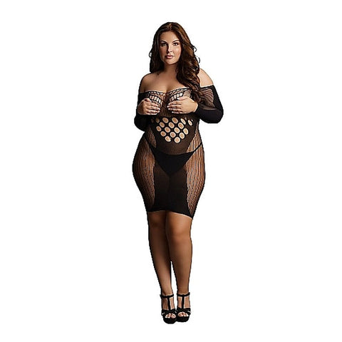 Contrast Neck Long Sleeved Mini Dress by Shots Toys