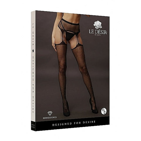 Le Désir Suspender Rhinestone Pantyhose by Shots Toys