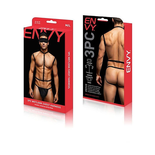 Provocative Wetlook Chest Harness Set by Envy Menswear