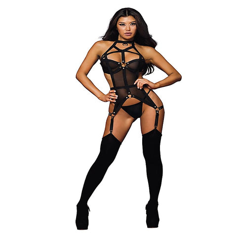 Stretch Mesh Elastic Bustier Ensemble by Dream Girl Lingerie