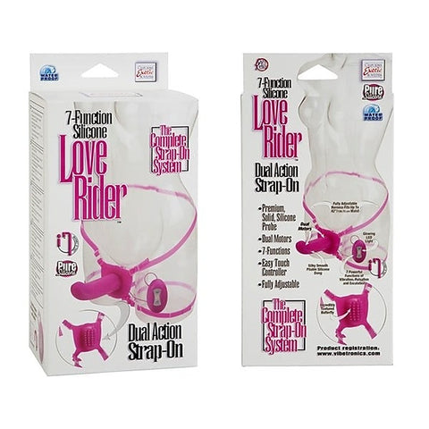 Love Rider Dual Vibrating Strap-on Pink