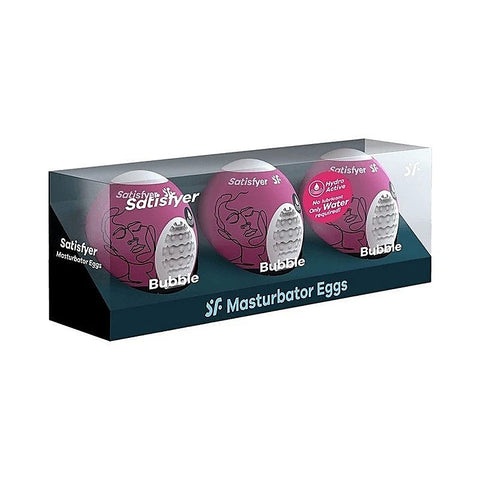Bubble 3 Piece Male Masturbator Egg Set by Satisfyer
